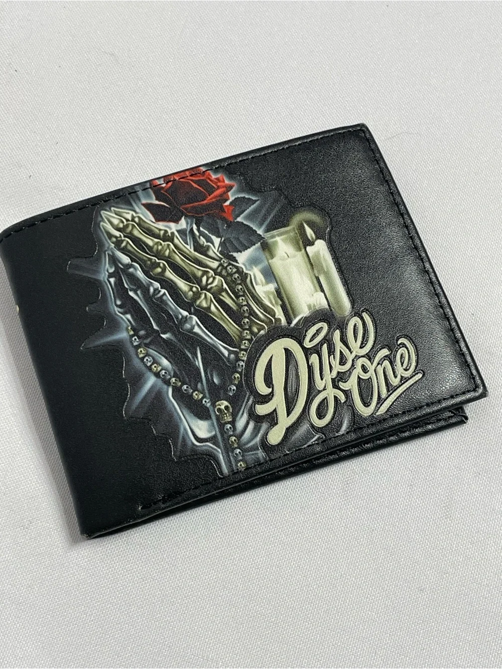 Dyse One Skeleton Prayer Hands Faux Leather Wallet Very Good Gondition Minor Fla